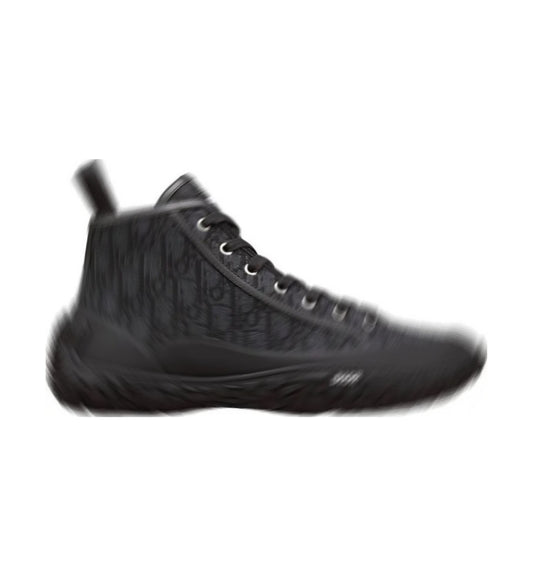 Black high-top sneaker on a white background
