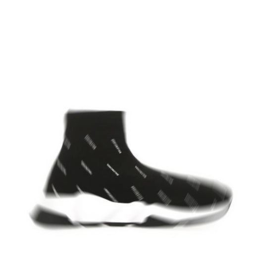 Black sock with white pattern on a white background